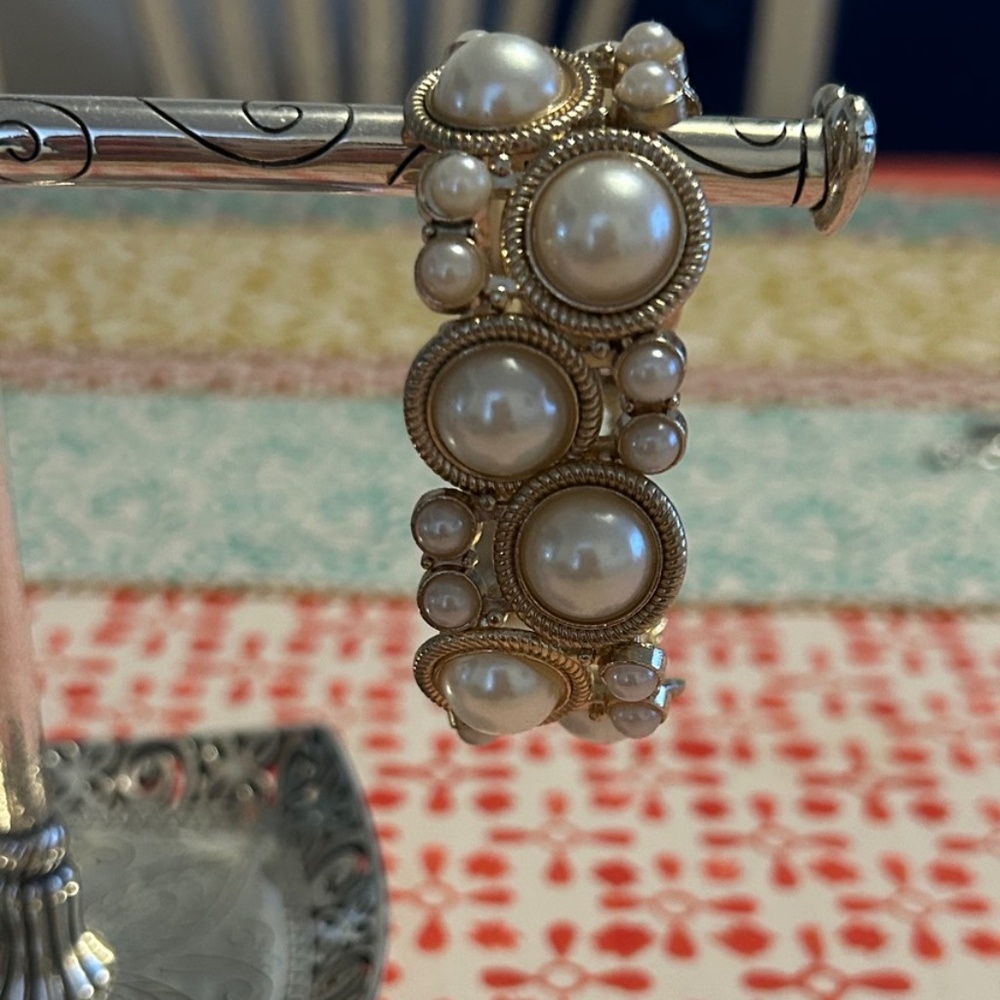 Gold and Faux Pearl Bracelet